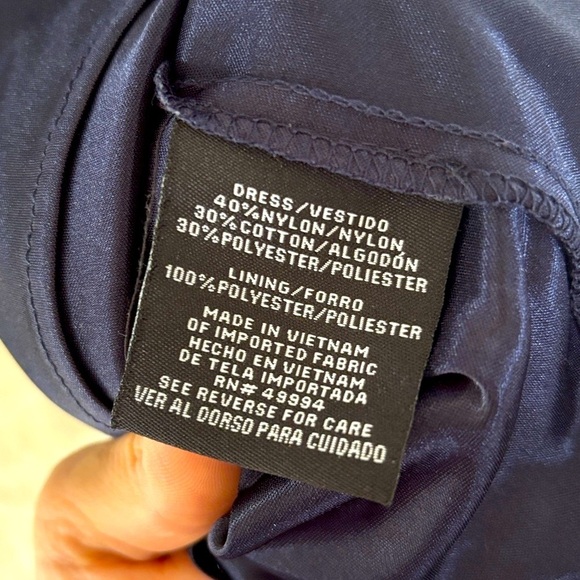 R&M Richards Multi-Shade Blue Scalloped Lace Formal Dress Satin Straps - Picture 12 of 13